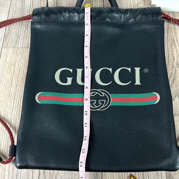 Perfect condition Gucci Logo Print calfskin Leather Drawstring Backpack - Picture 3 of 15